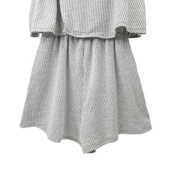 Caution To The Wind Striped Romper M Tie Front Shorts Tank Sleeveless Boho Gray - Picture 16 of 16